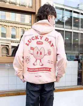 Персиковое худи унисекс с рисунком печенья с предсказаниями Batch1