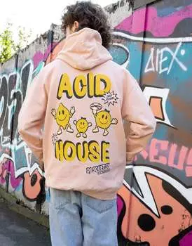 Персиковое худи унисекс в стиле кислотный дом с графическим фестивалем Batch1