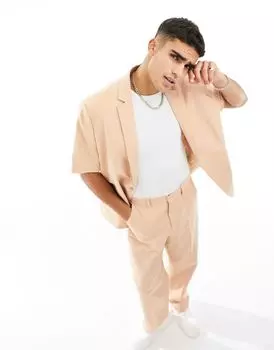 Персиковый оверсайз-пиджак с короткими рукавами ASOS DESIGN