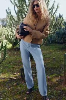 Персиковый пиджак H&M, бежевый