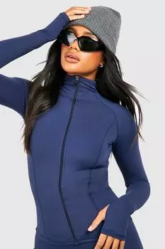 Персиковый топ на молнии DSGN Studio Supersoft Peached Sculpt boohoo, темно-синий
