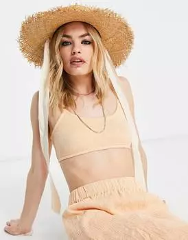 Персиковый топ с жатым бюстгальтером ASOS DESIGN