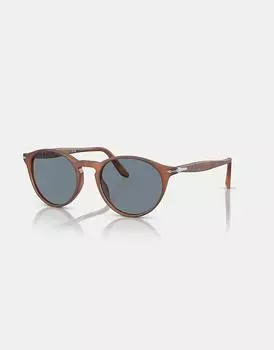 Persol - po3092sm - Круглые коричневые солнцезащитные очки Sienna с синими линзами