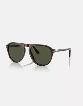 Persol - po3302s - Темно-коричневые солнцезащитные очки в черепаховом корпусе с зелеными линзами