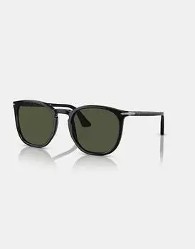 Persol - PO3316s - Черные круглые солнцезащитные очки с зелеными линзами