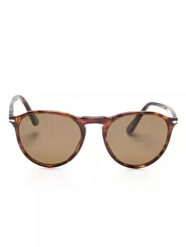 Persol солнцезащитные очки в круглой оправе черепаховой расцветки, коричневый