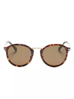Persol солнцезащитные очки в круглой оправе черепаховой расцветки, коричневый