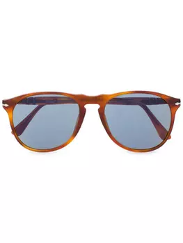 Persol солнцезащитные очки в круглой оправе с затемненными линзами, коричневый