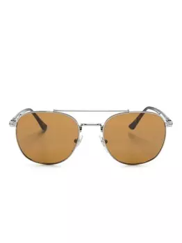 Persol солнцезащитные очки в круглой оправе, серебряный