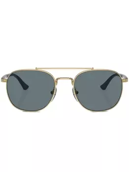 Persol солнцезащитные очки в круглой оправе, золотистый