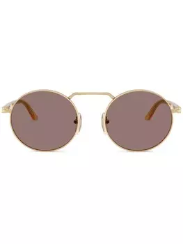 Persol солнцезащитные очки в круглой оправе, золотой