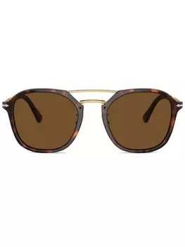 Persol солнцезащитные очки в квадратной оправе, коричневый
