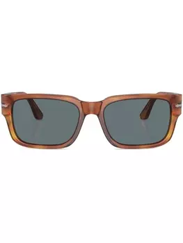 Persol солнцезащитные очки в прямоугольной оправе, коричневый