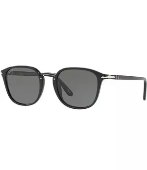 Persol Unisex PO3186S Черепаховые круглые поляризованные солнцезащитные очки 53 мм, черный