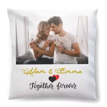 ПЕРСОНАЛИЗИРОВАННЫЙ ФОТО ПОДАРОК НА ДЕНЬ СВЯТОГО ВАЛЕНТИНА Для него или нее — Декоративная подушка (45 х 45 см) с вашими фотографиями и текстом; На юбилей, день рождения, День матери - Мотив навсегда вместе [091] Ferocity