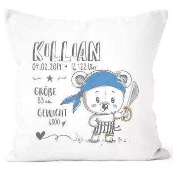 Персонализированная подушка для рождения пиратская подушка для рождения подарок на рождение желаемого имени наволочка без наполнителя SpecialMe белый унисейз