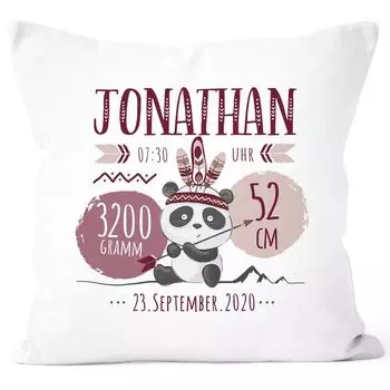 Персонализированная подушка для рождения с пандой, подушка для рождения без наполнителя, подарок на рождение девочки SpecialMe белого цвета, униразмер