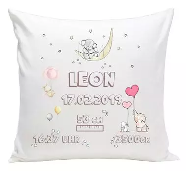 Персонализированная подушка с именем ребенка, подарок на рождение ребенка, крещение для девочек и мальчиков, новорожденных с указанием данных рождения, имени и даты (с наполнителем) Кролик [095] Ferocity