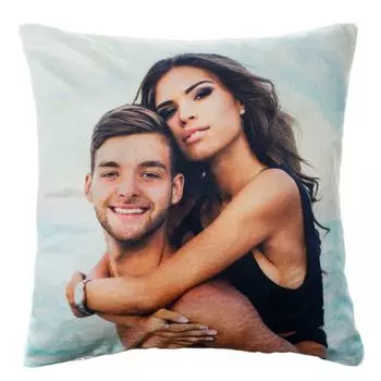 Персонализированный ФОТО ПОДАРОК Плюшевая подушка с вашей фотографией (45 х 45 см) Фотоподушка с вашим фото и текстом на юбилей, день рождения, День святого Валентина (с наполнителем) белая, пушистая [091] Ferocity