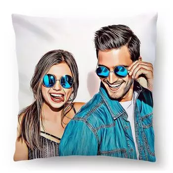 Персонализированный ФОТОПОДАРОК с собственной фотографией (45 х 45 см) Фотоподушка Comic Insta Preset с печатью вашей фотографии и текста на юбилей, день рождения, День святого Валентина (с наполнением) Пастель [091] Ferocity