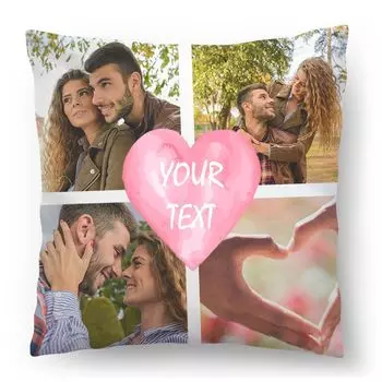 Персонализированный ФОТОПОДАРОК с вашей фотографией (45 х 45 см) Фотоподушка с вашей фотографией и текстом на годовщину, день рождения (с наполнением) желаемое имя и дату в дизайне сердца полный [091] Ferocity