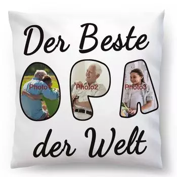 Персонализированный ФОТОПОДАРОК с вашей фотографией (45 х 45 см) Фотоподушка с печатью вашего фото и текста на юбилей, день бабушки, день рождения, День святого Валентина (с наполнителем) Самый лучший дедушка [091] Ferocity