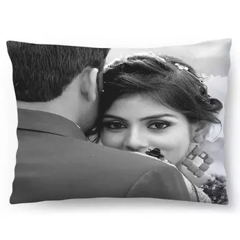 Персонализированный ФОТОПОДАРОК со своим черно-белым фото (60 х 40 см), фотоподушка с вашим фото на юбилей, день рождения, День святого Валентина (с наполнением) Black White Full 60х40 [091] Ferocity