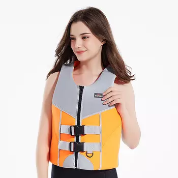 Персонализированный спасательный жилет большой плавучести HiSEA, спасательный жилет для рыбалки, гребли, рафтинга, обучения плаванию, оранжевый, серый L
