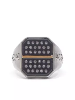 Перстень со стразами и эмалью Maison Margiela, черный