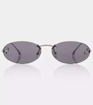Первые овальные солнцезащитные очки Crystal Fendi, Shiny Ruthenium/Solid Smoke