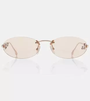 Первые овальные солнцезащитные очки Crystal Fendi, Shiny Rose Gold/Beige