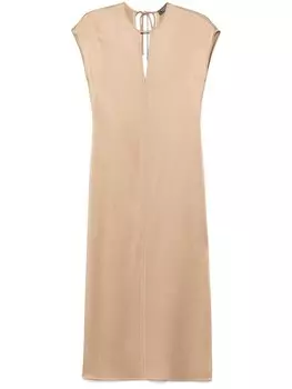 Peserico атласное платье макси, серый