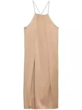 Peserico атласное платье миди, серый