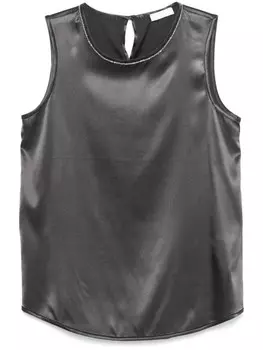 Peserico атласный топ с декором Punto Luceе, серый