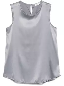 Peserico атласный топ с декором Punto Luceе, серый