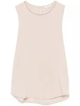 Peserico атласный топ с декором Punto Luceе, серый