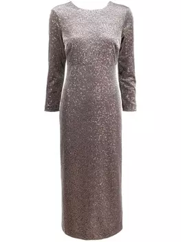 Peserico бархатное платье миди с пайетками, коричневый
