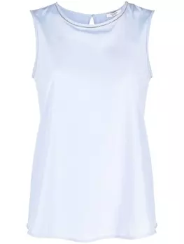 Peserico beaded-trim sleeveless blouse, синий
