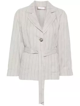 Peserico блейзер в тонкую полоску с эффектом металлик, серый