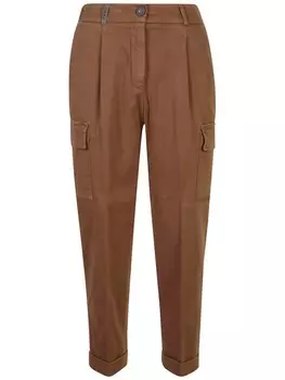 Peserico брюки из твила с карманами-карго, коричневый