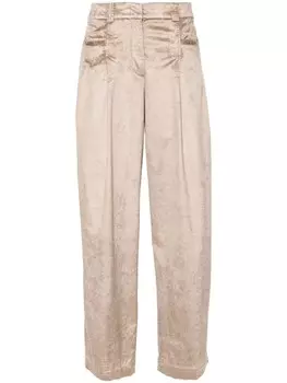 Peserico брюки палаццо со складками, нейтральный цвет