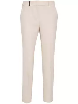 Peserico брюки с кожаным ярлыком, нейтральный цвет