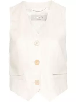 Peserico декорированный льняной жилет, серый