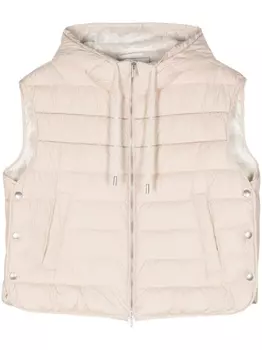 Peserico дутый жилет с декором Monili, нейтральный цвет