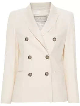 Peserico двубортный пиджак с заостренными лацканами, нейтральный цвет