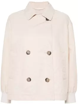 Peserico двубортный тренч, нейтральный цвет