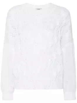 Peserico джемпер фактурной вязки с пайетками, белый