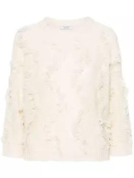 Peserico джемпер с бахромой, нейтральный цвет