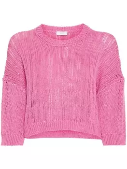 Peserico джемпер с рукавами три четверти и пайетками, розовый
