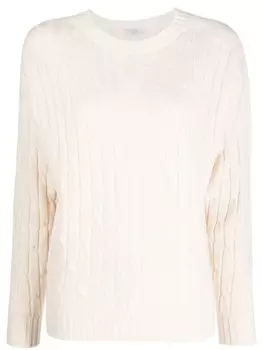 Peserico джемпер в рубчик из смесовой шерсти, нейтральный цвет